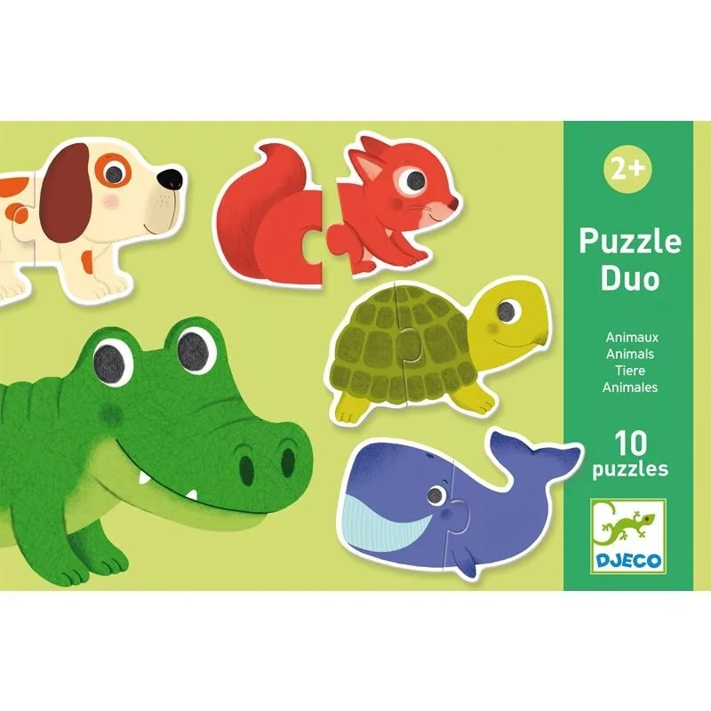 Djeco Állatok puzzle - Kétrészes puzzle 20 db (Animals)