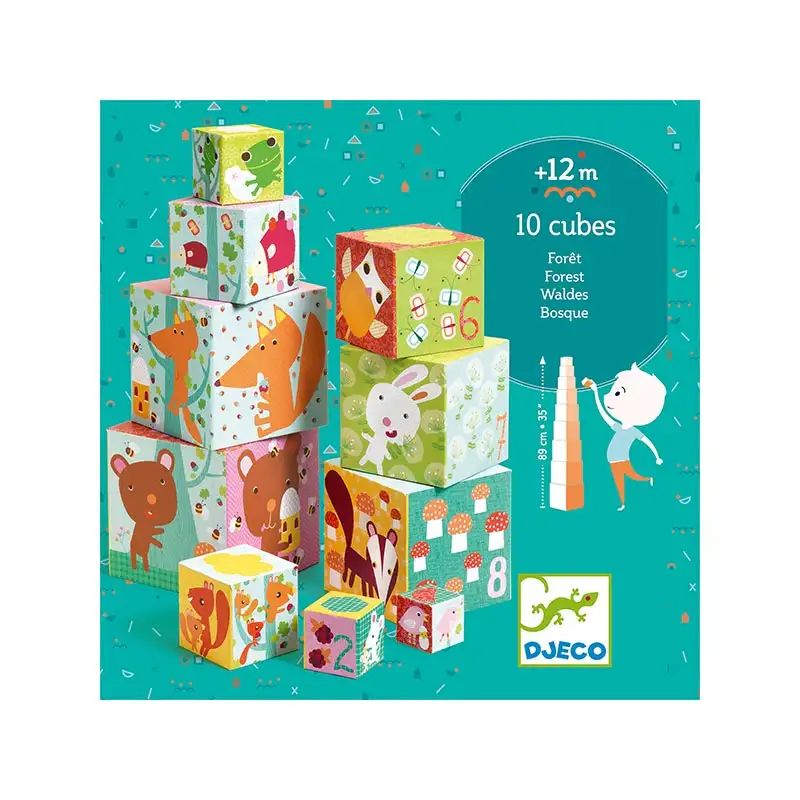 Erdei állatok - Toronyépítő kocka - 10 forest blocks - Djeco
