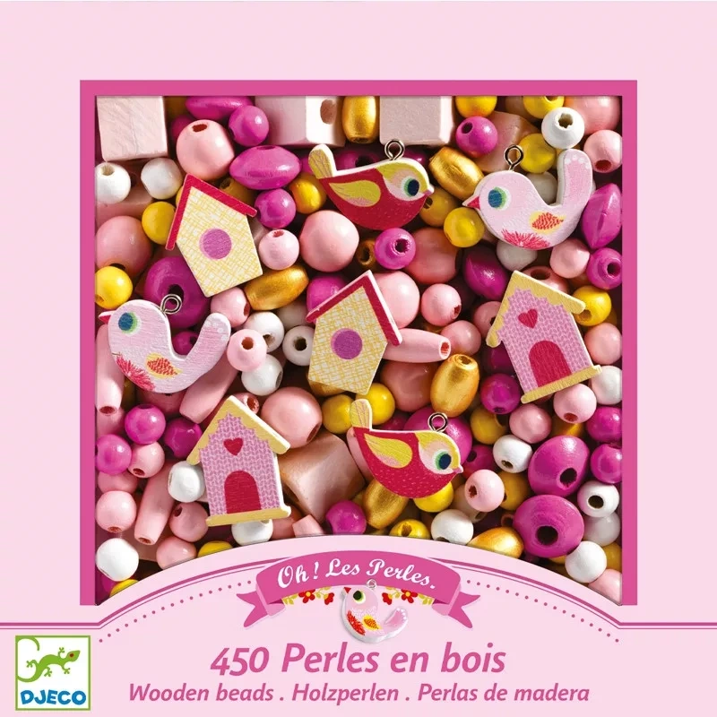 Fagyöngy készlet- Madarak Djeco- Wooden beads, Bird