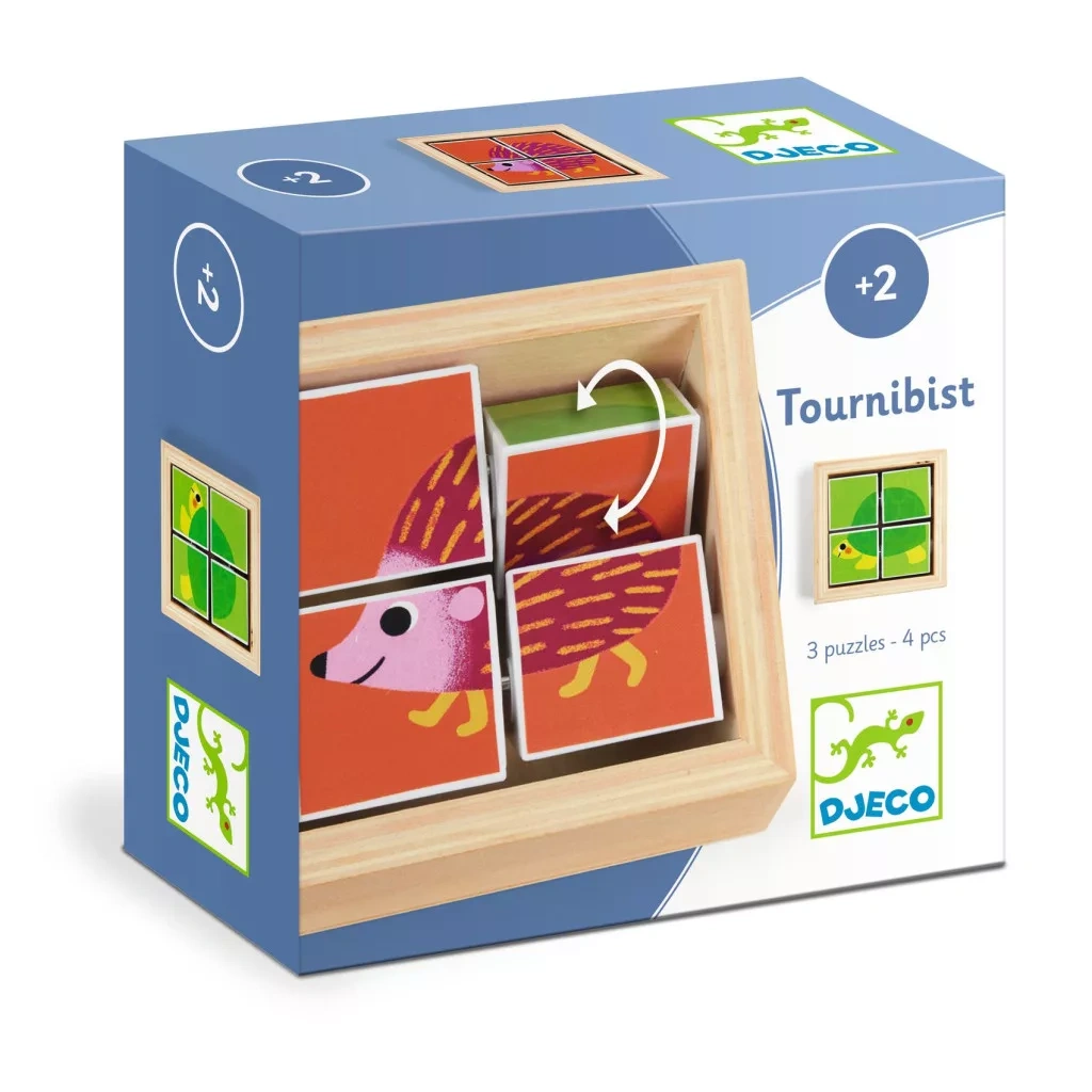 Djeco- Kockakirakó - Forgatható állatfigurás - Tournibist