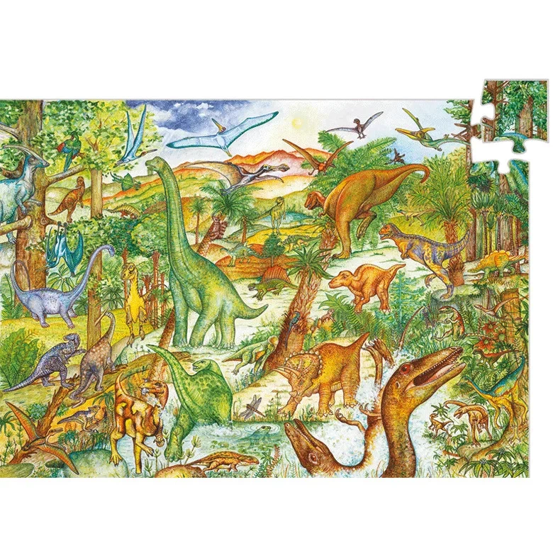 Djeco- Megfigyeltető 100 db-os puzzle- Dinoszauruszok
