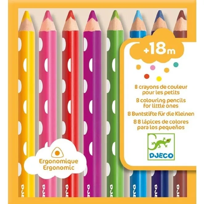 Djeco Vastag ceruza - 8 színű ceruza szett a legkisebbeknek - Colouring pencils for little ones